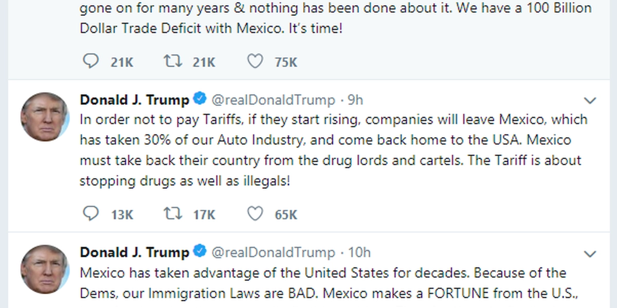 Trump proposes new tarrifs on Mexican goods as means to fix immigration problem